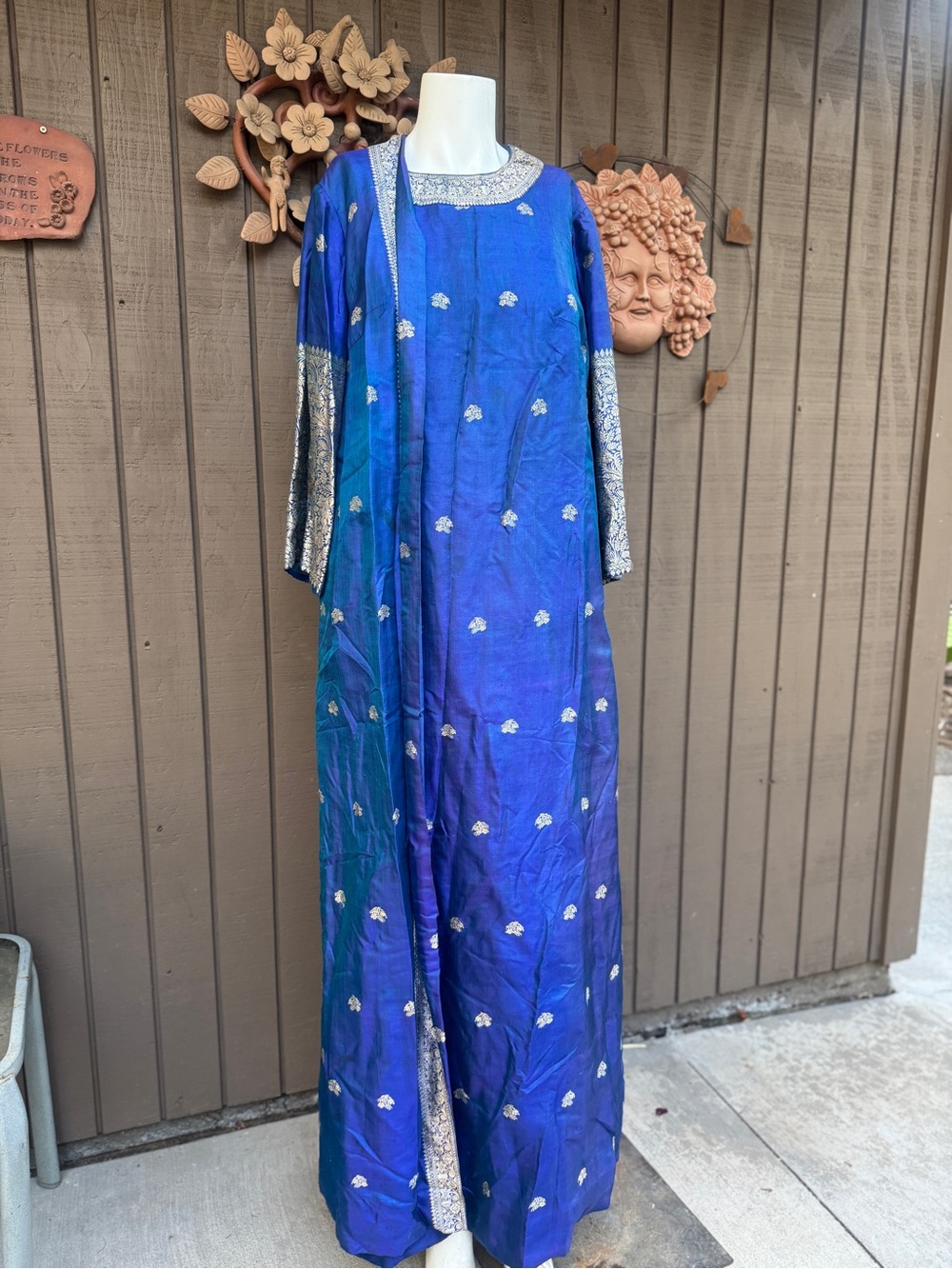 Vintage Blue Silk Maxi Dress